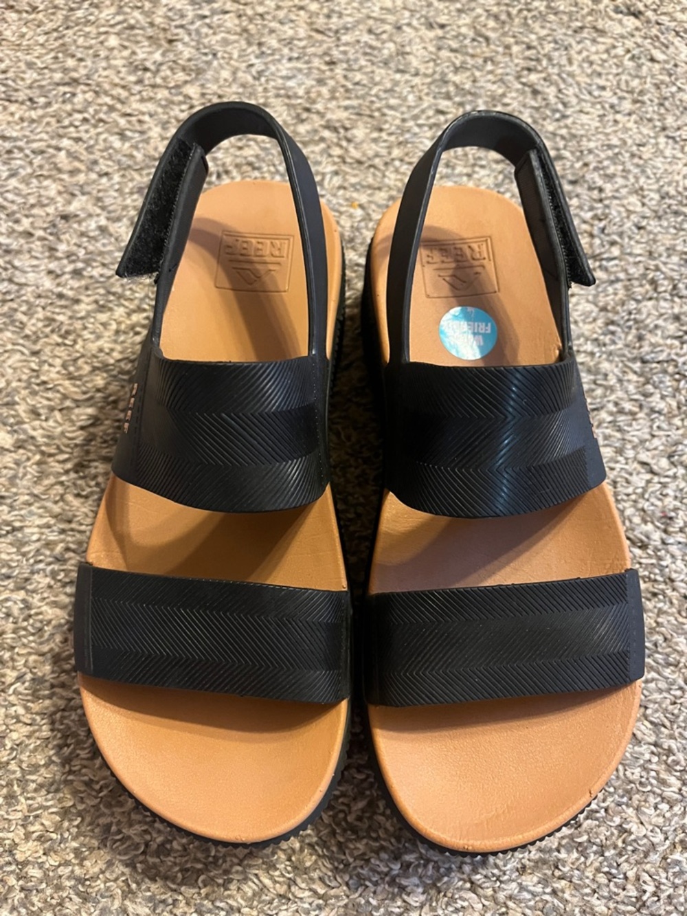 Black and Tan Women's Slingback REEF Sandals
